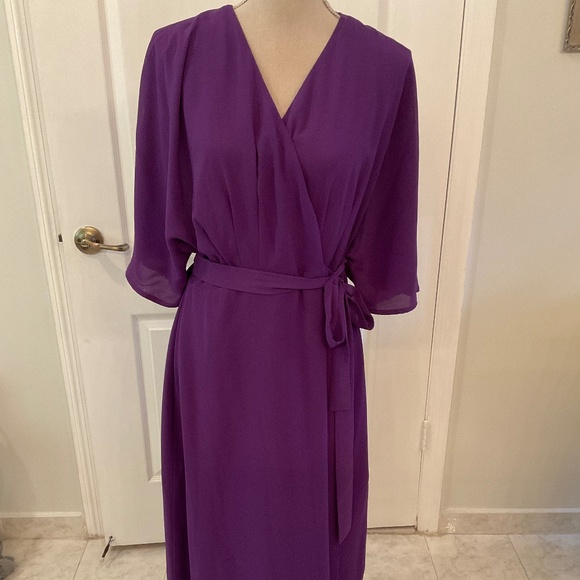 Standards & Practices Purple Wrap Short Sleeves Maxi Dress Size 1X *NWT* - Picture 1 of 7